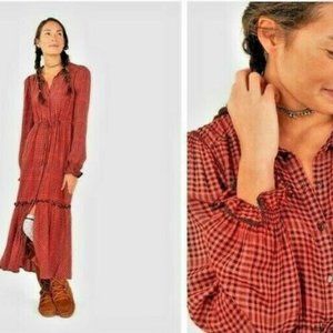 Faherty Sandia checkered picnic gingham button down maxi dress.
